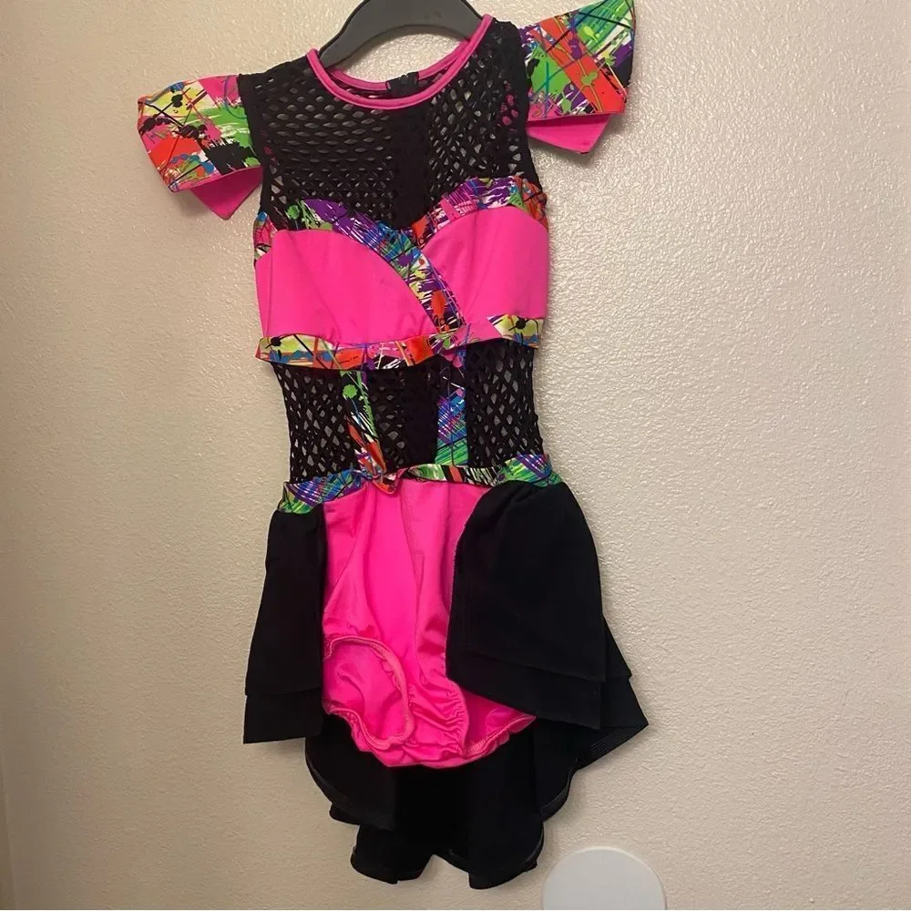 Kelle dance neon pink Y2K 80’s 5129A to the max costume leotard fishnet SA adult